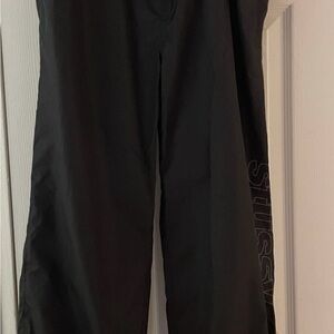 Stussy Women’s Black Logo Windbreaker Track joggers Pants Size Small S